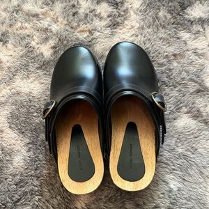 Isabel Marant Black and Tan Leather Clogs